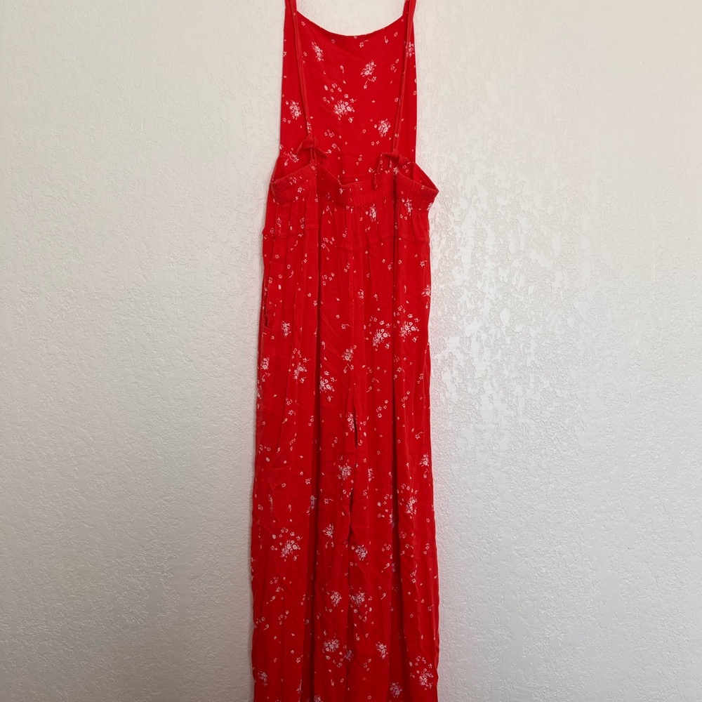 Free People Red/Orange Floral Jumpsuit NWOT - Picture 2 of 5